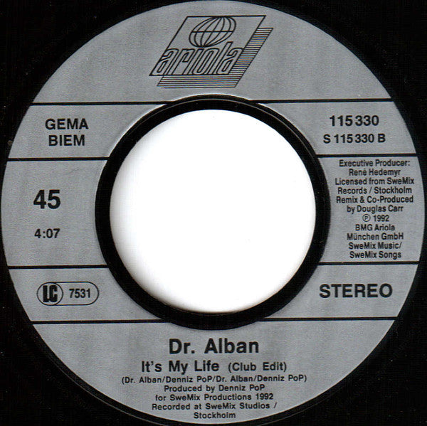 Dr. Alban : It's My Life (7",45 RPM,Single,Stereo)