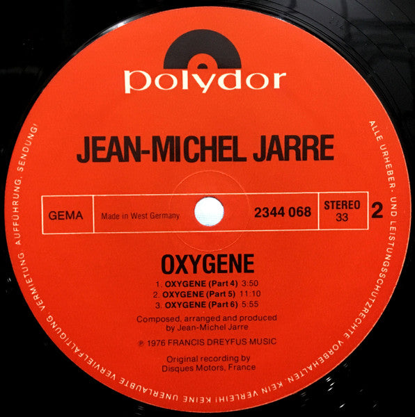 Jean-Michel Jarre : Oxygene (LP,Album,Stereo)