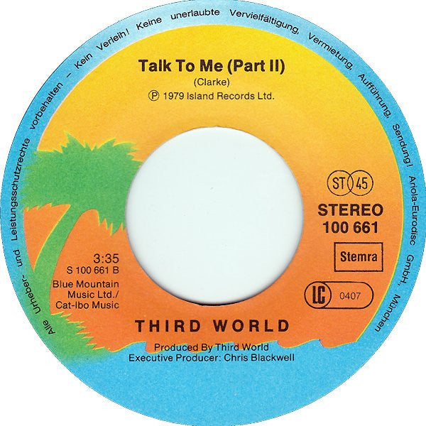 Third World : Talk To Me (7",45 RPM,Single,Stereo)