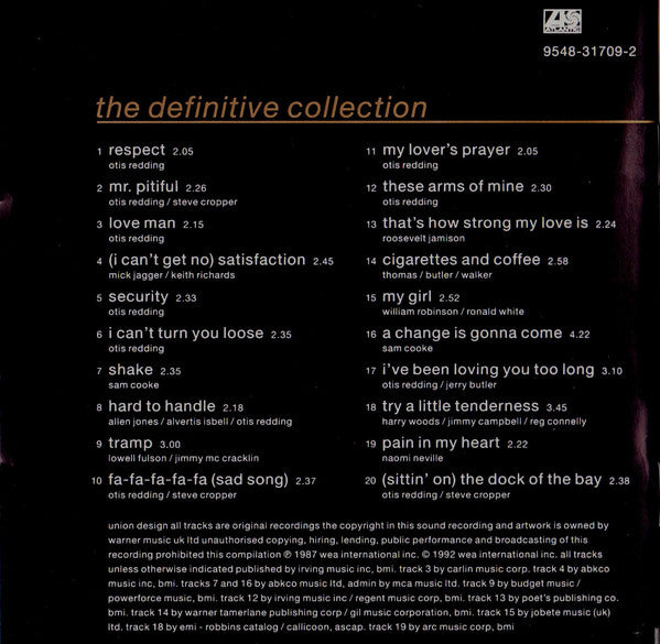 Otis Redding : The Dock Of The Bay - The Definitive Collection (Compilation,Reissue)
