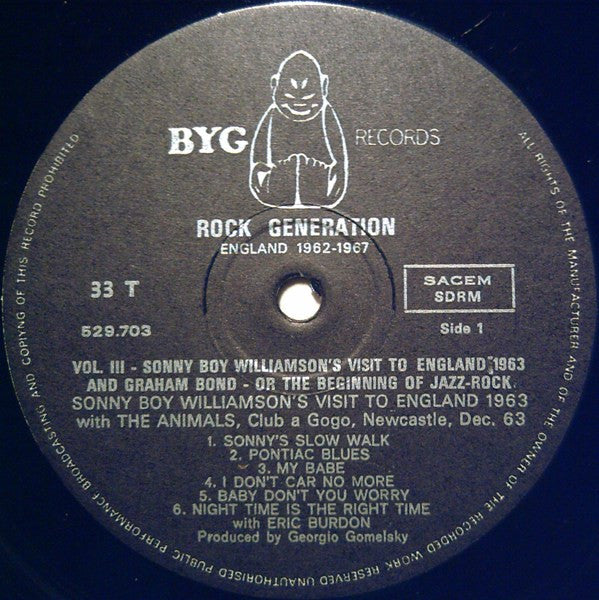 Sonny Boy Williamson (2) & Animals, The / Graham Bond Organization, The : Rock Generation Volume 3 - Sonny Boy Williamson's Visit To England 1963 + Graham Bond - Or The Beginning Of Jazz-Rock (LP,Compilation)