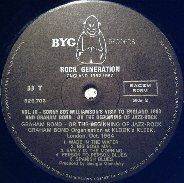 Sonny Boy Williamson (2) & Animals, The / Graham Bond Organization, The : Rock Generation Volume 3 - Sonny Boy Williamson's Visit To England 1963 + Graham Bond - Or The Beginning Of Jazz-Rock (LP,Compilation)