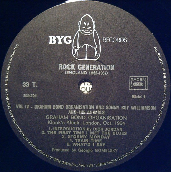 Graham Bond Organisation* / Sonny Boy Williamson (2) + Animals* : Rock Generation Vol. 4 Graham Bond - The Beginning Of Jazz-Rock (LP, Comp)
