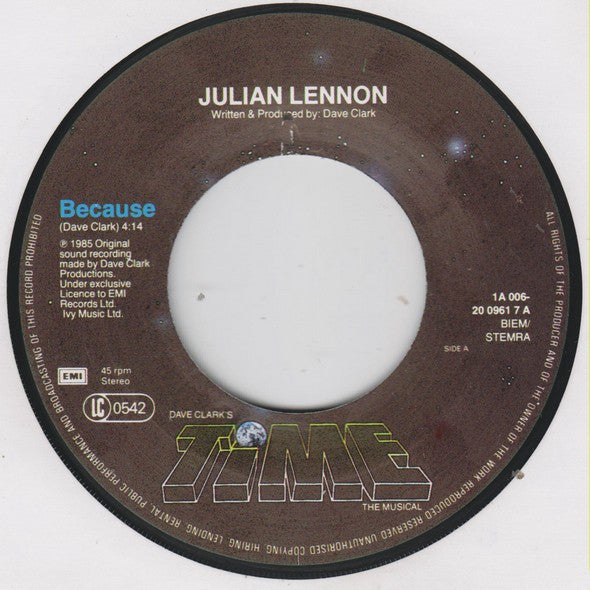 Julian Lennon : Because (7",Single,45 RPM)