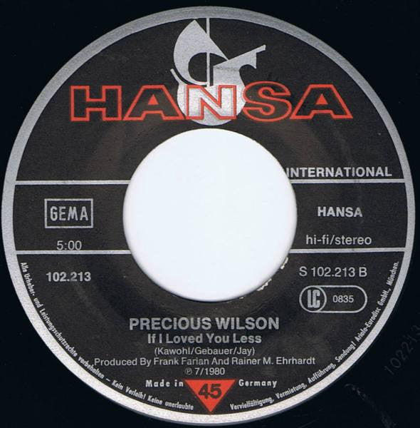 Precious Wilson : Cr-Cr-Cr-Cry To Me (7",45 RPM,Single)