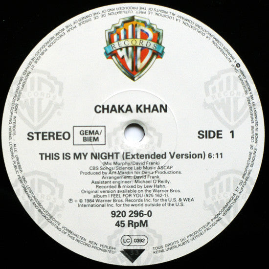 Chaka Khan : This Is My Night (12",45 RPM)
