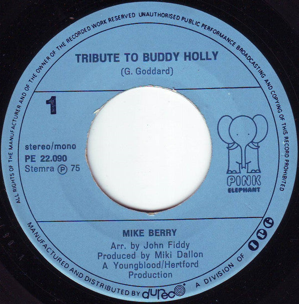 Mike Berry : Tribute To Buddy Holly (7",45 RPM,Single)