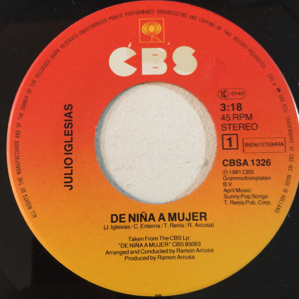 Julio Iglesias : De Niña A Mujer (7",45 RPM,Single)
