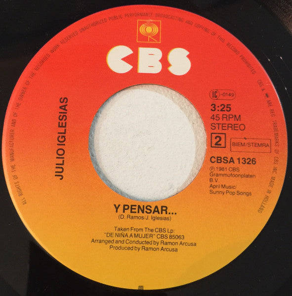 Julio Iglesias : De Niña A Mujer (7",45 RPM,Single)