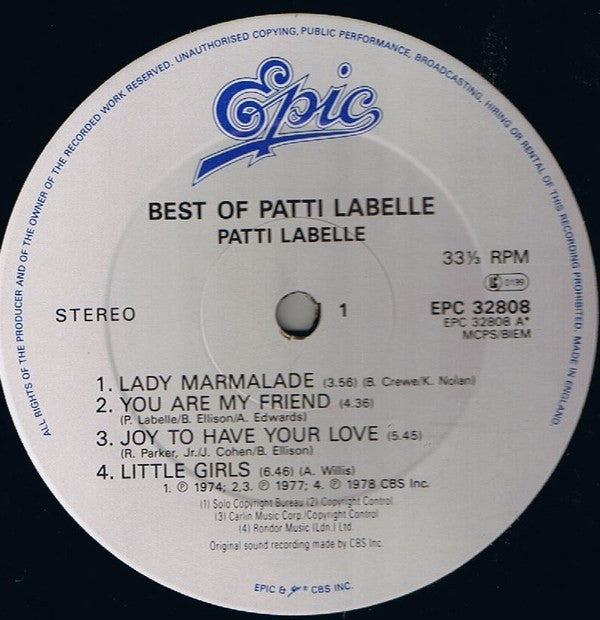 Patti LaBelle : Best Of Patti LaBelle (LP,Compilation,Repress)