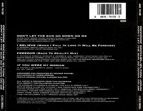 George Michael / Elton John : Don't Let The Sun Go Down On Me (Single)