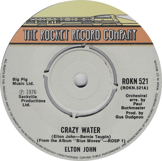 Elton John : Crazy Water (7",45 RPM,Single)