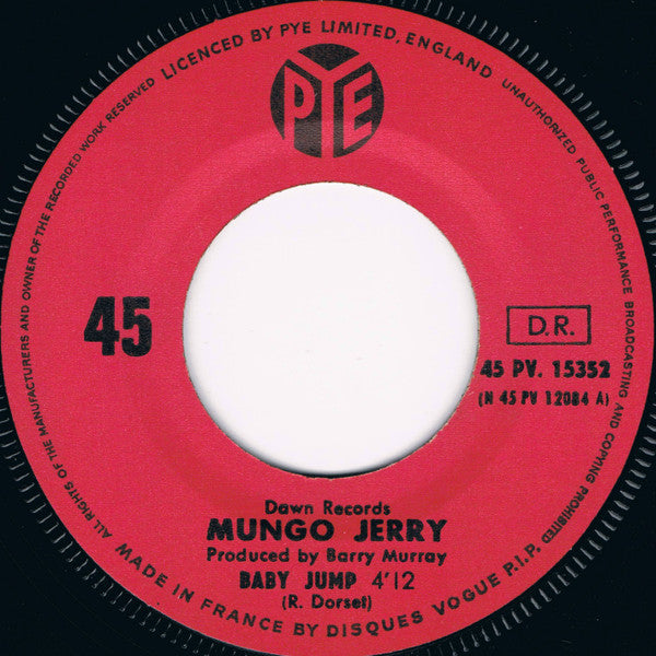 Mungo Jerry : Baby Jump (7",45 RPM,Single,Stereo)