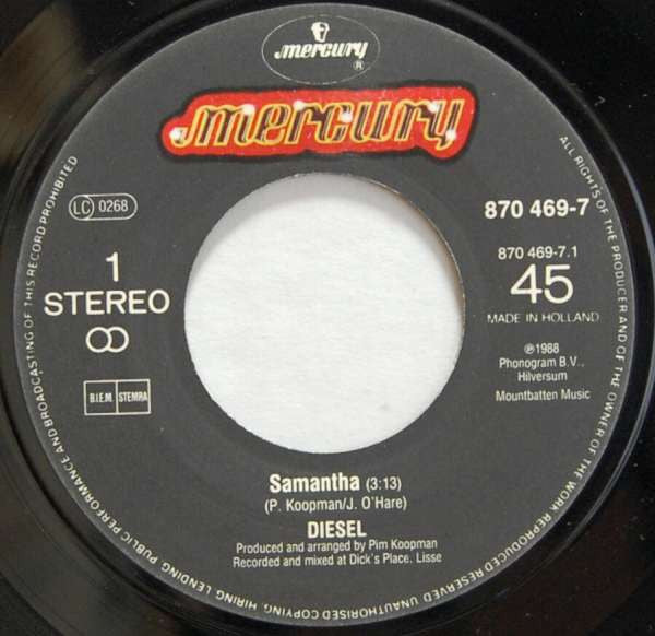 Diesel (5) : Samantha (7",45 RPM,Single,Stereo)