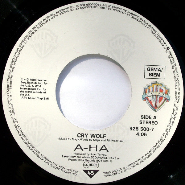 a-ha : Cry Wolf (7",45 RPM,Single)