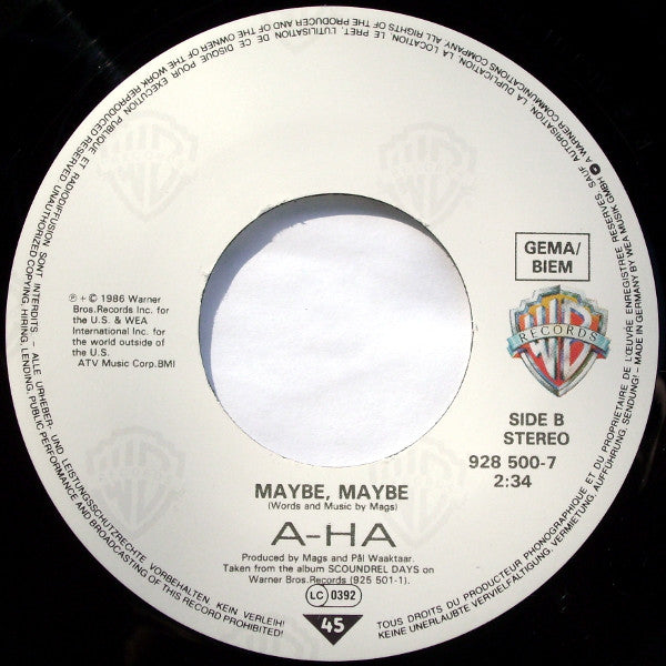 a-ha : Cry Wolf (7",45 RPM,Single)