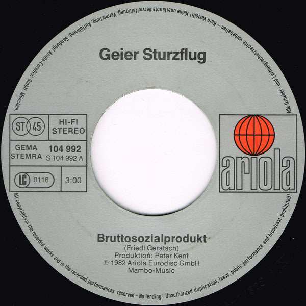 Geier Sturzflug : Bruttosozialprodukt (7",45 RPM,Single,Stereo)