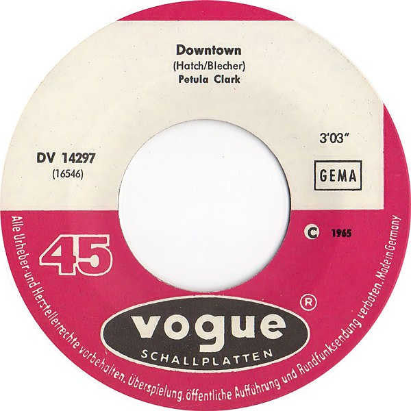 Petula Clark : Downtown / Darling Chèri (7",45 RPM,Single)