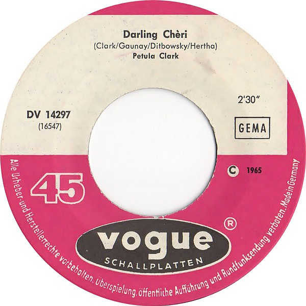 Petula Clark : Downtown / Darling Chèri (7",45 RPM,Single)