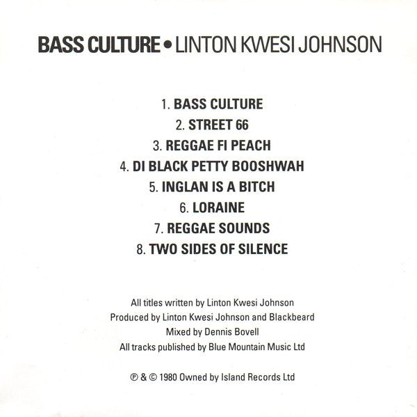 Linton Kwesi Johnson : Bass Culture (Album,Reissue)