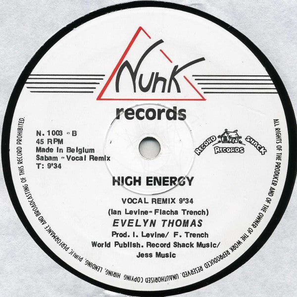 Evelyn Thomas : High-Energy (Special Remix) (12",45 RPM,Stereo)