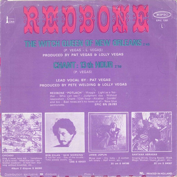 Redbone : The Witch Queen Of New Orleans (7",45 RPM,Single)