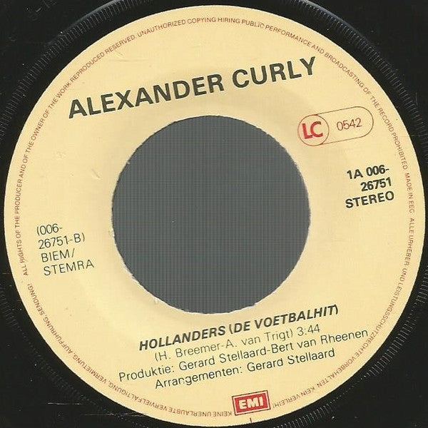 Alexander Curly : Hollanders (7",Single,45 RPM)
