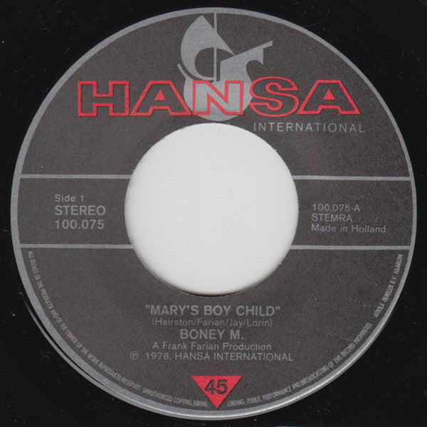 Boney M. : Mary's Boy Child / Oh My Lord (7",45 RPM)