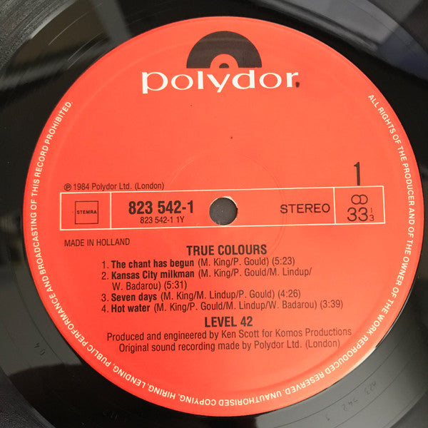Level 42 : True Colours (LP,Album,Stereo)