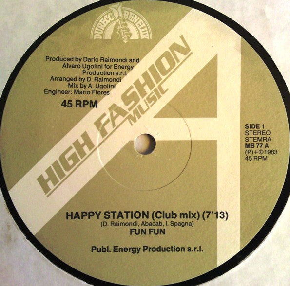 Fun Fun : Happy Station (Club Mix & Dub Mix) (12",45 RPM,Stereo)