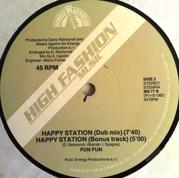 Fun Fun : Happy Station (Club Mix & Dub Mix) (12",45 RPM,Stereo)