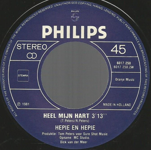 Hepie & Hepie : Ik Heb Alleen Nog Maar Die Foto (7",45 RPM,Single)