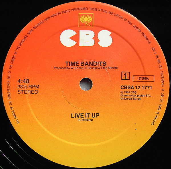 Time Bandits : Live It Up (12",Maxi-Single,33 ⅓ RPM)