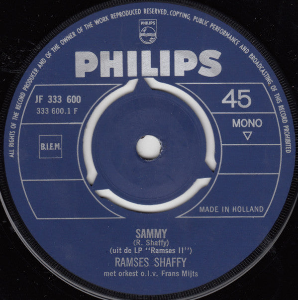 Ramses Shaffy : Sammy / 5 Uur (7",45 RPM,Single,Mono)