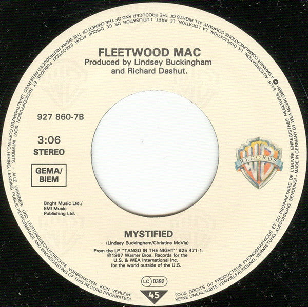 Fleetwood Mac : Isn't It Midnight (7",45 RPM,Single,Stereo)