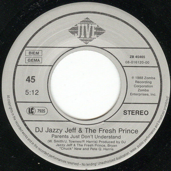 DJ Jazzy Jeff & The Fresh Prince : Yo Home To Bel Air (7",45 RPM,Single,Stereo)