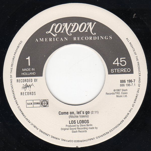 Los Lobos : Come On, Let's Go (7",45 RPM,Single)