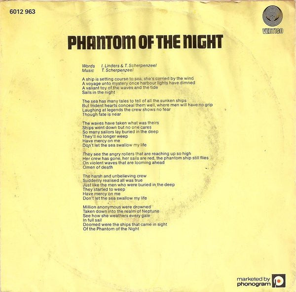 Kayak : Phantom Of The Night / Ballad For A Lost Friend (7",45 RPM,Single,Stereo)