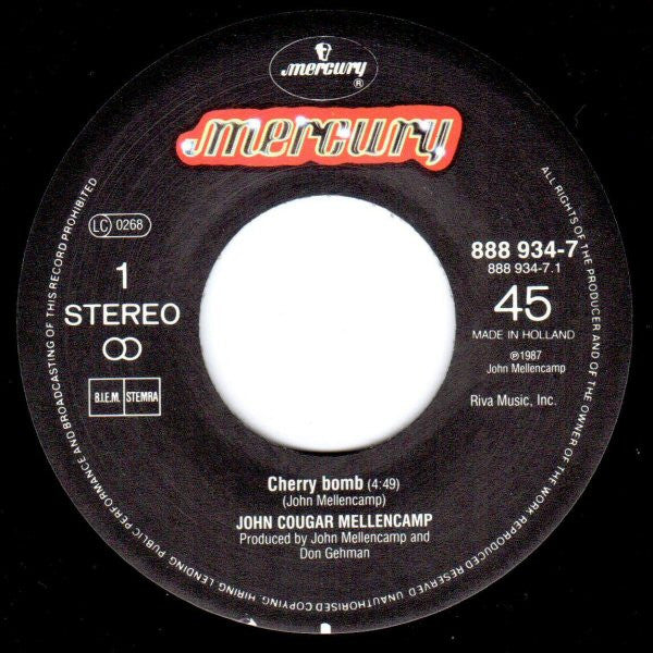 John Cougar Mellencamp : Cherry Bomb (7",45 RPM,Single,Stereo)