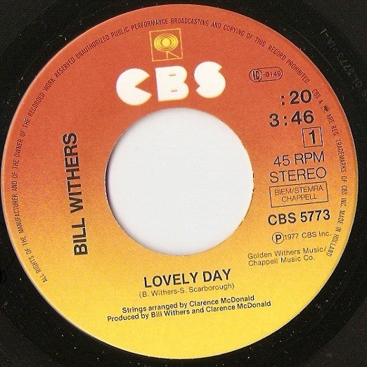Bill Withers : Lovely Day (7",45 RPM,Single,Stereo)