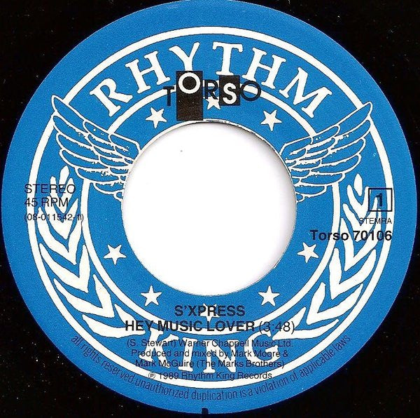 S'Express : Hey Music Lover (7",45 RPM,Single,Stereo)