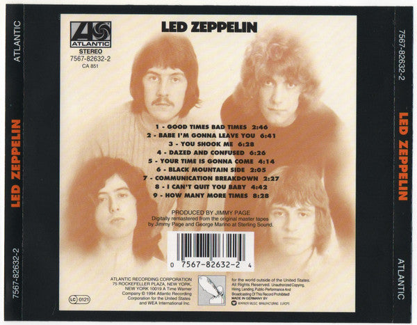 Led Zeppelin : Led Zeppelin (Album,Reissue,Remastered,Stereo)