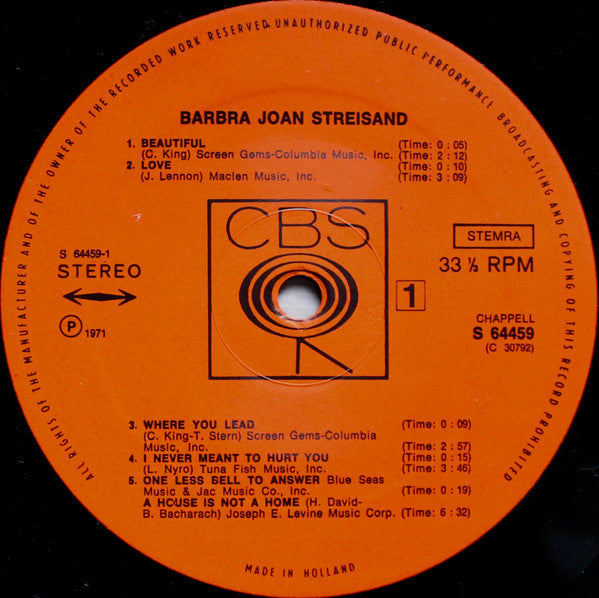Barbra Streisand : Barbra Joan Streisand (LP,Album)