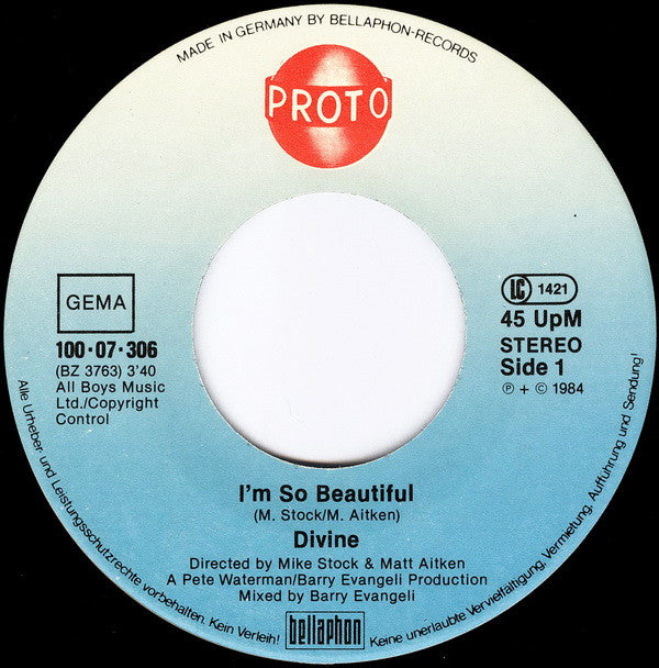 Divine : I'm So Beautiful (7",Single,45 RPM)