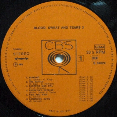 Blood, Sweat And Tears : Blood, Sweat And Tears 3 (LP,Album)