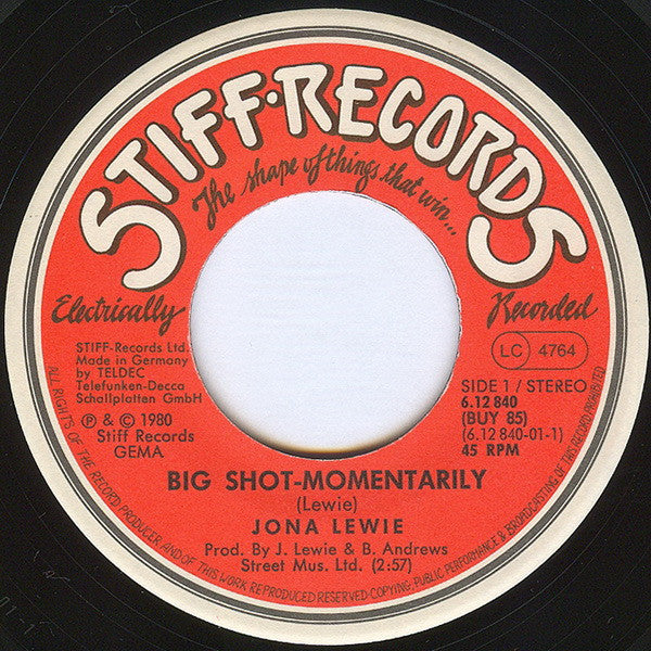 Jona Lewie : Big Shot - Momentarily (7",45 RPM,Single,Stereo)