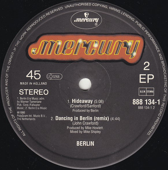 Berlin : Like Flames (12" Extended Version) (12",EP,45 RPM)