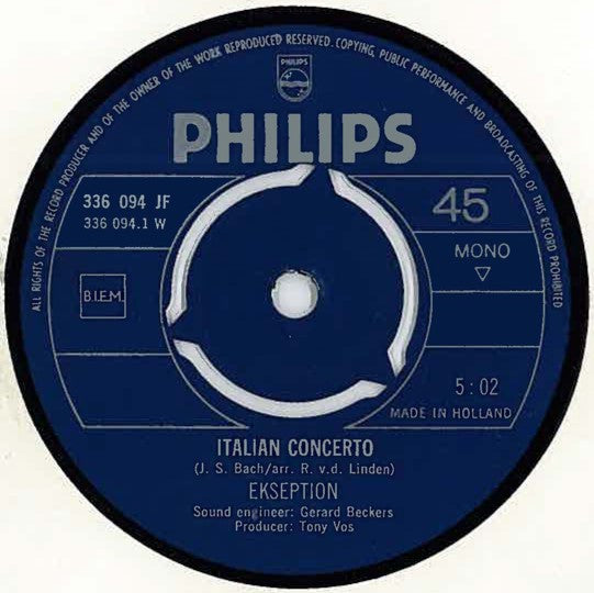Ekseption : Italian Concerto / Feelings (7",45 RPM,Single,Mono)