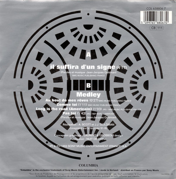 Fredericks Goldman Jones : Il Suffira D'Un Signe (Sur Scène) (7",Single,45 RPM)