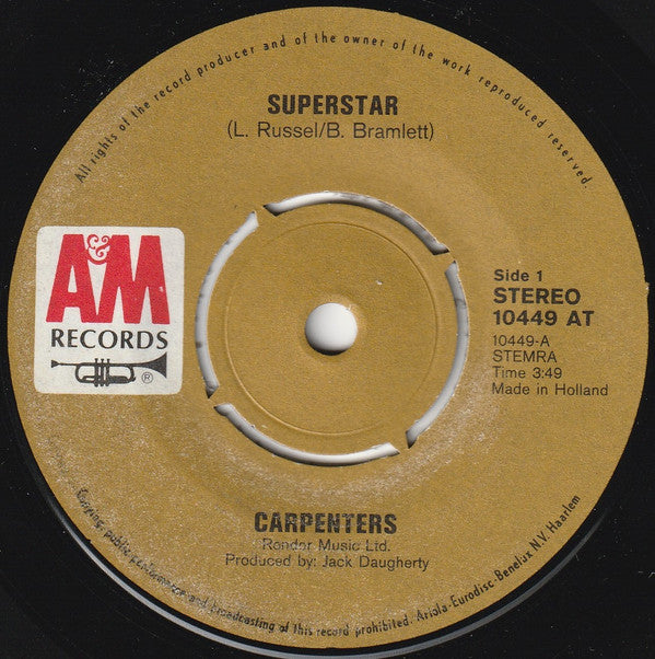Carpenters : Superstar (7",45 RPM,Single,Stereo)
